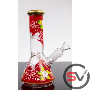 MULTI ART FLOWER GLASS BEAKER 8inch (GLOW IN THE DARK)